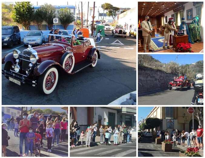 Collage de fotos del recorrido de los Reyes Magos por los barrios de Telde/TA y Antonio Alí.